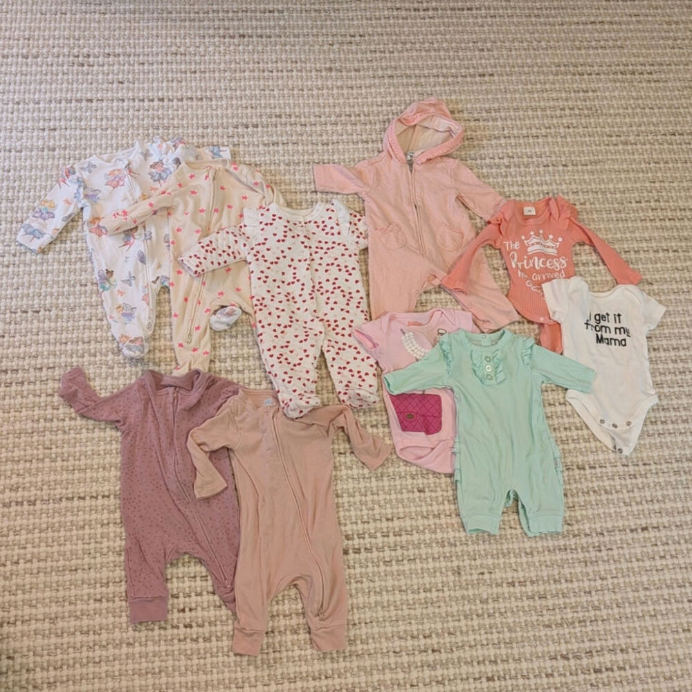 11pc Baby Girl Lot 0-3M RuffleButts, Splendid & Little Me Florals & Hearts
